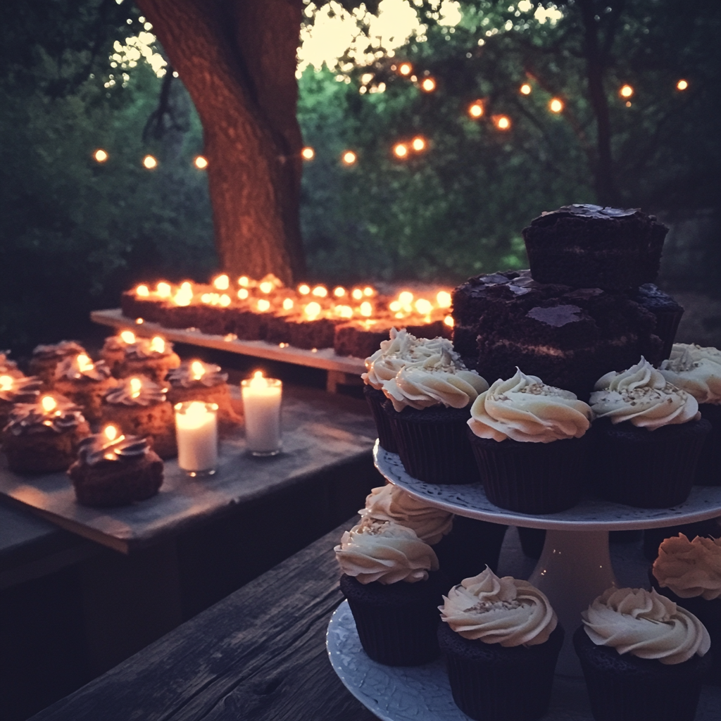 Dulces en el patio trasero de una boda | Fuente: Midjourney