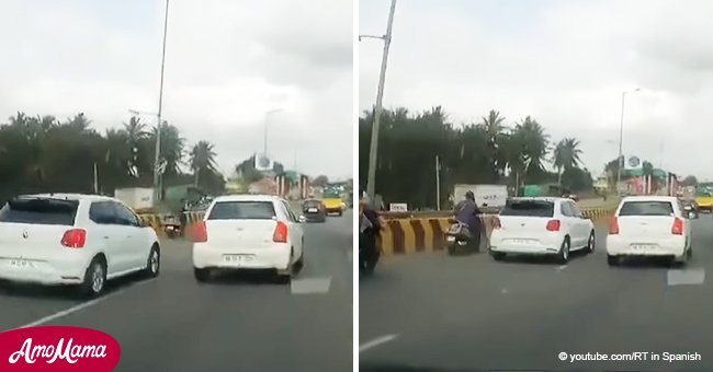 Niña de cinco años queda al volante de motocicleta tras accidente de mamá