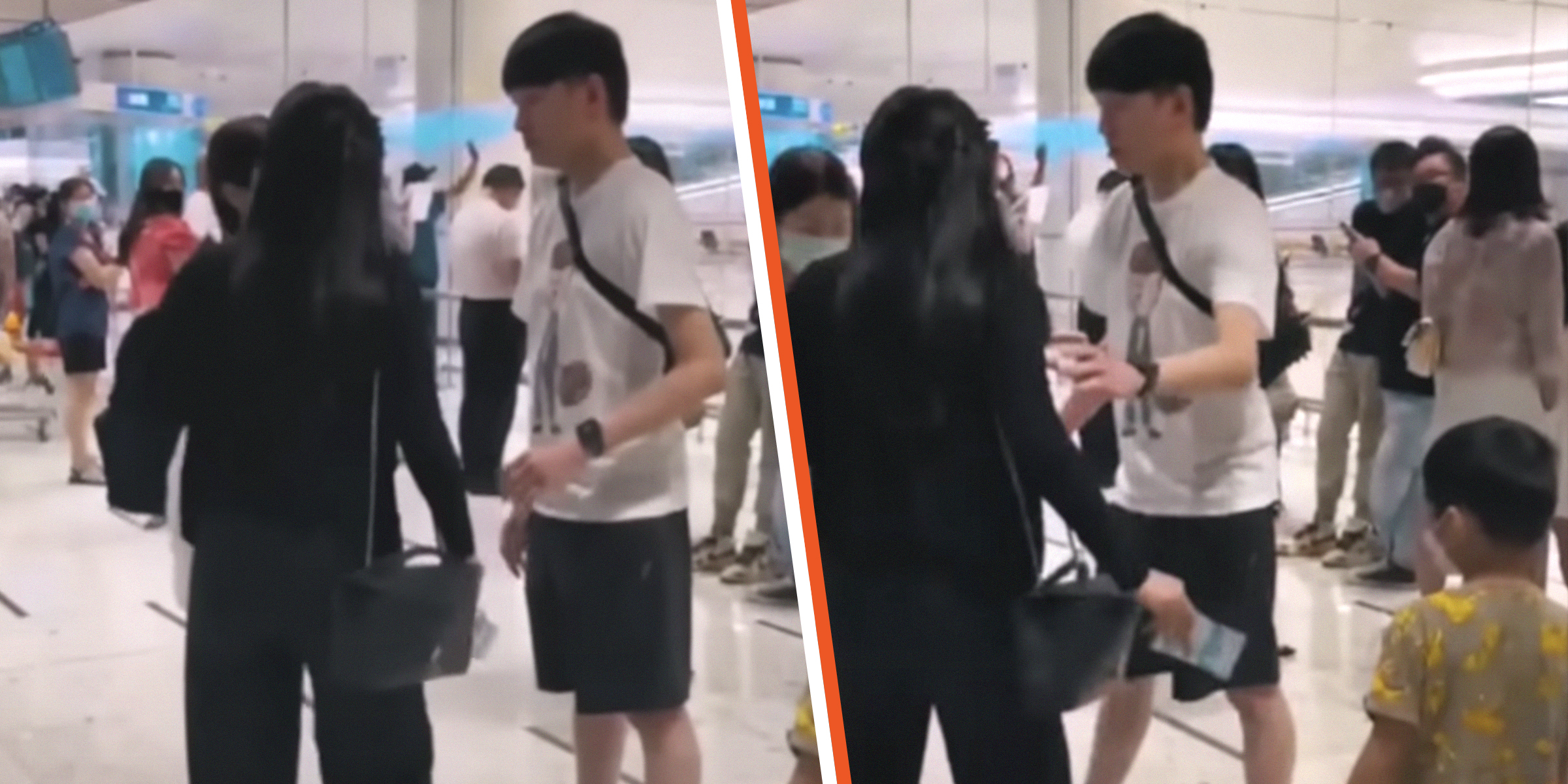 Mujer encuentra a su esposo engañándola con una alumna en un aeropuerto. | Foto: youtube.com/Sneakier Sushii