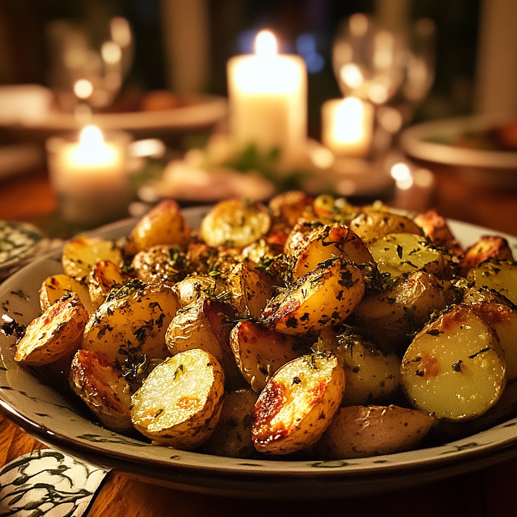 Un plato de patatas asadas | Fuente: Midjourney
