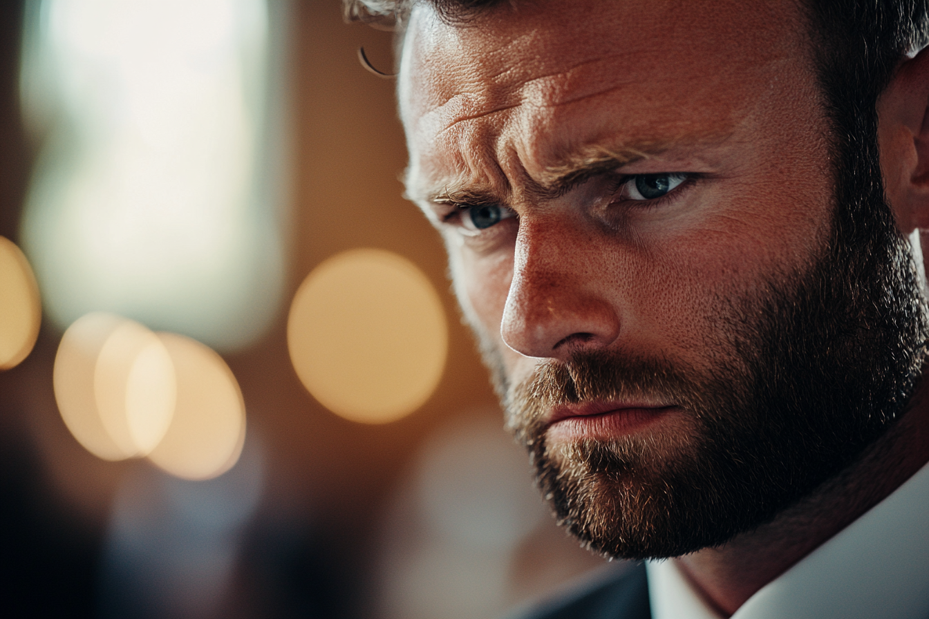 Un hombre de pie ante el altar, pensando | Fuente: Midjourney