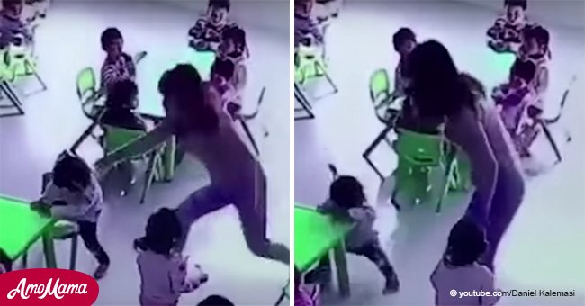 Video capta el violento instante en que maestro le saca la silla a chiquilla