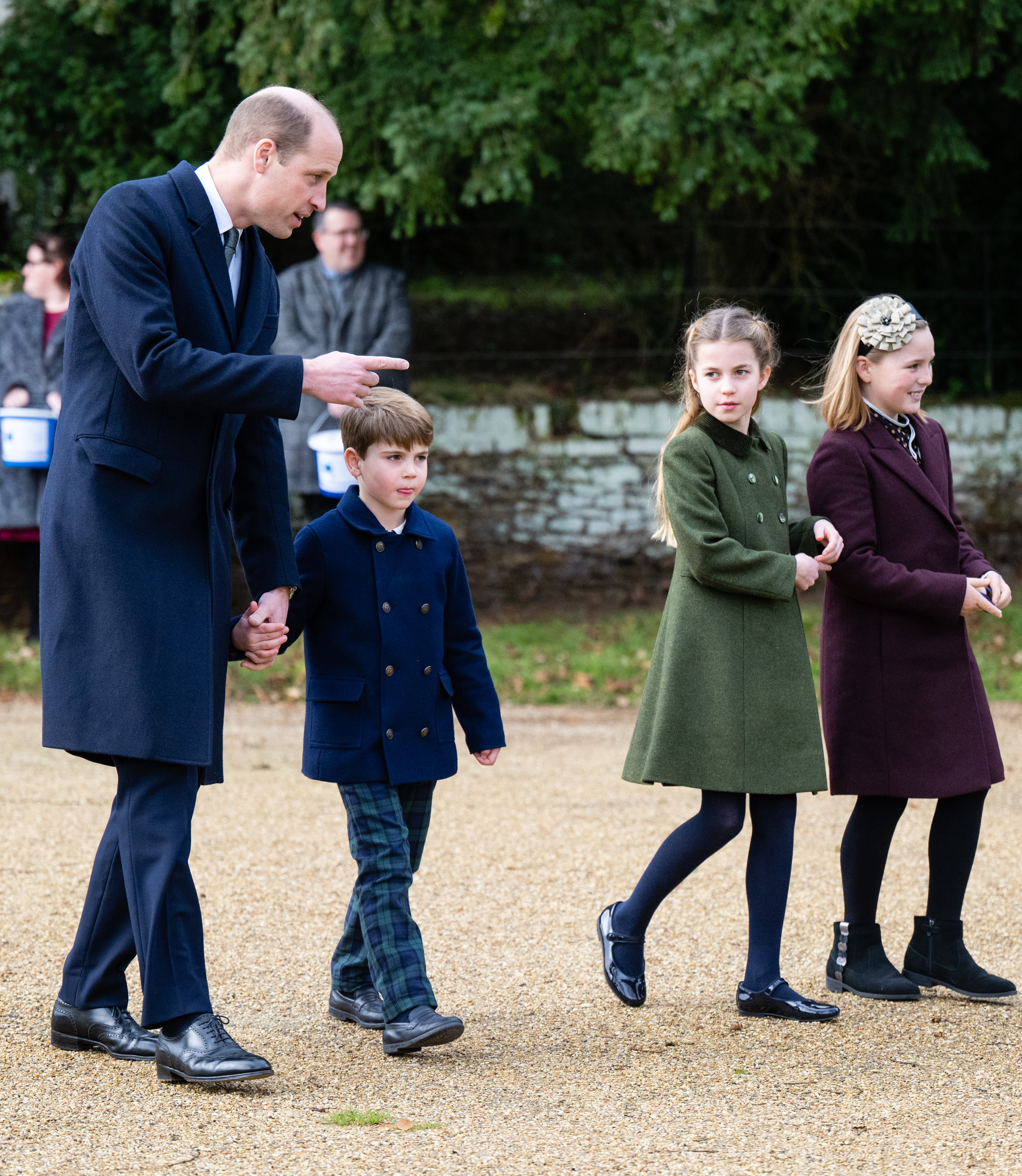 El príncipe William, el príncipe Louis, la princesa Charlotte y Mia Tindall en el Servicio Matinal de Navidad en la Iglesia de Sandringham en Sandringham, Norfolk, el 25 de diciembre de 2023 | Foto: Getty Images