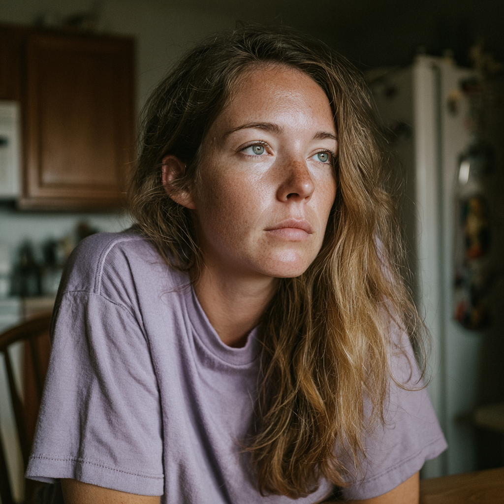 Una mujer sentada a una mesa | Fuente: Midjourney