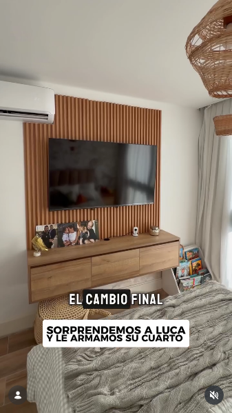 Mica Viciconte mostrando cómo quedó el nuevo dormitorio de su hijo Luca Cubero | Fuente: Instagram/micaviciconte