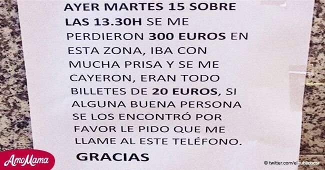 Vecino de Granada pide ayuda con carteles para encontrar 300 euros perdidos