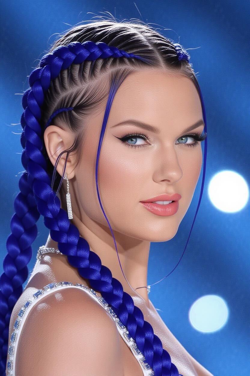 Una imagen generada por IA de Taylor Swift con un peinado diferente | Fuente: Grok