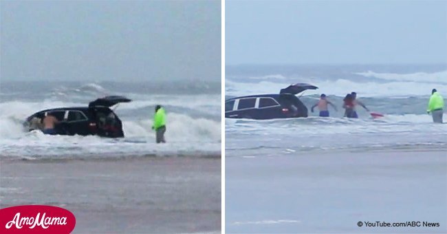 Niños gritan de terror cuando madre conduce el auto derechito al océano
