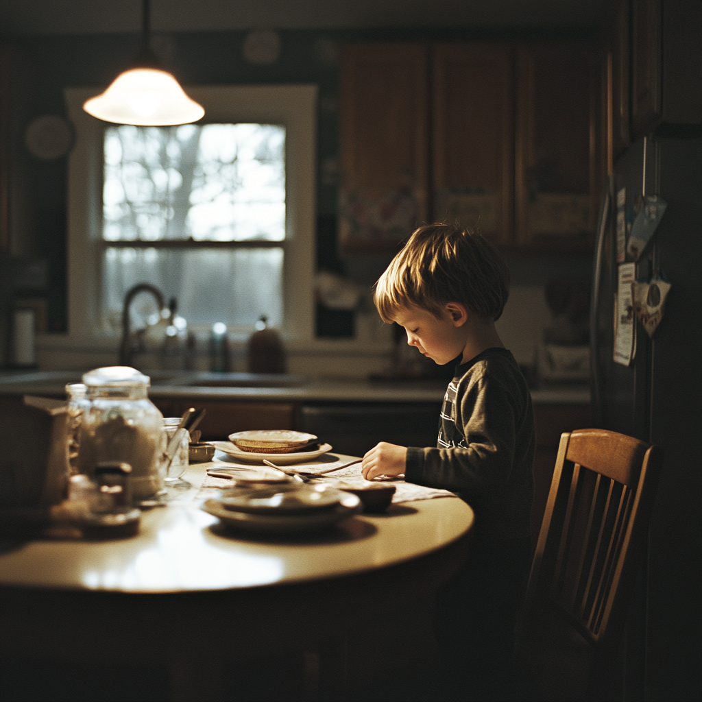 Un niño poniendo la mesa | Fuente: Midjourney