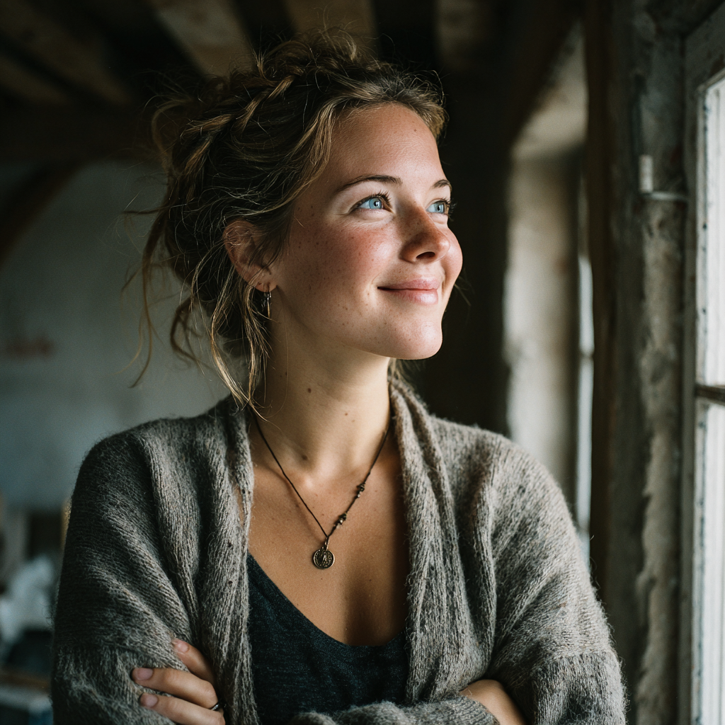 Una mujer feliz | Fuente: Midjourney