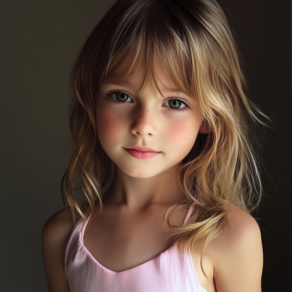 Un primer plano de una niña | Fuente: Midjourney