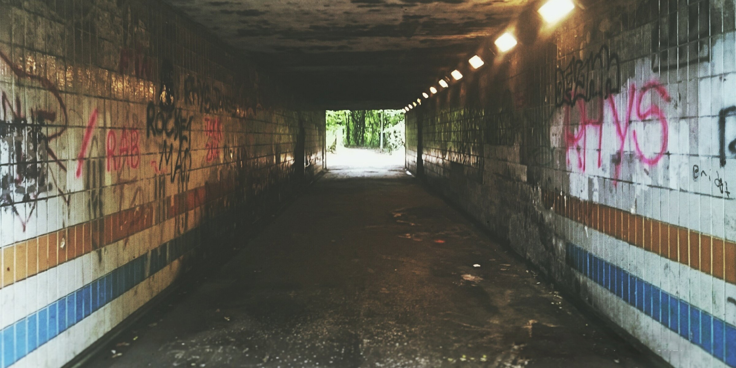 Muros cubiertos de graffiti en un túnel | Fuente: Getty Images