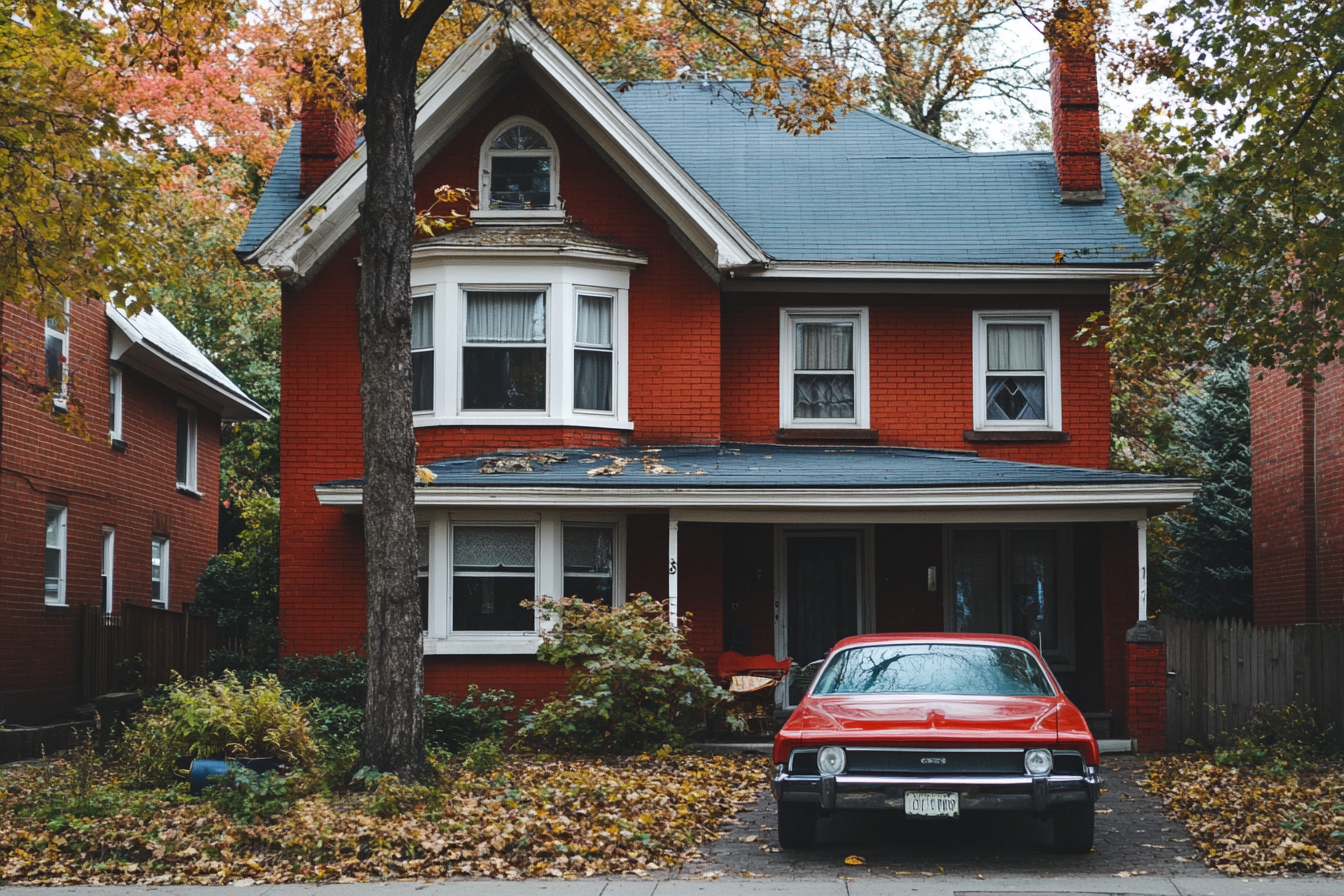 Un Automóvil aparcado delante de una casa | Fuente: Midjourney