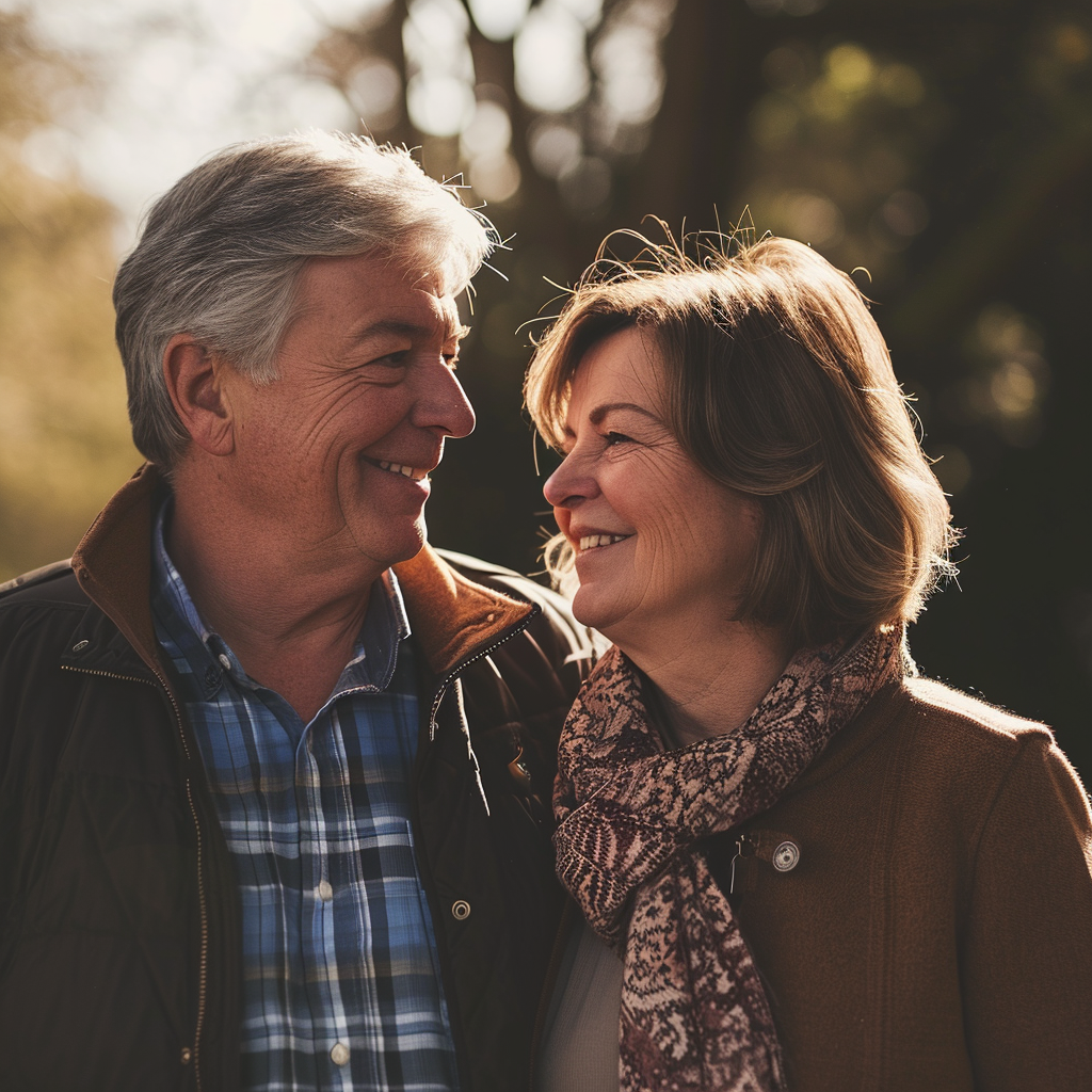 Una sonriente pareja de ancianos | Fuente: Midjourney