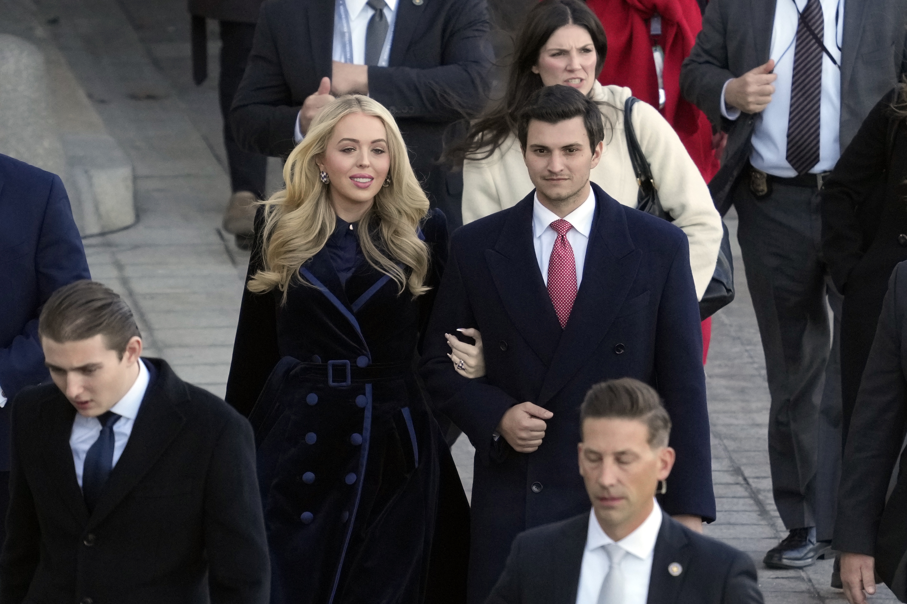 Tiffany Trump y su marido Michael Boulos tras la toma de posesión de su padre. | Fuente: Getty Images