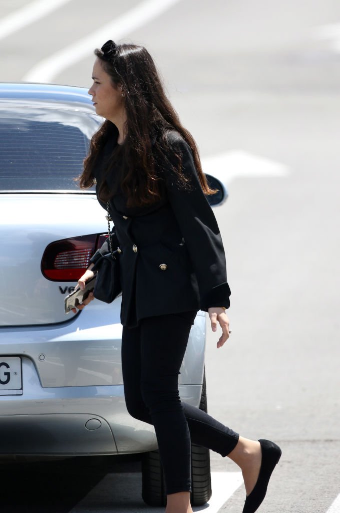 Carolina Monje en el funeral de Álex Lequio. | Foto: Getty Images