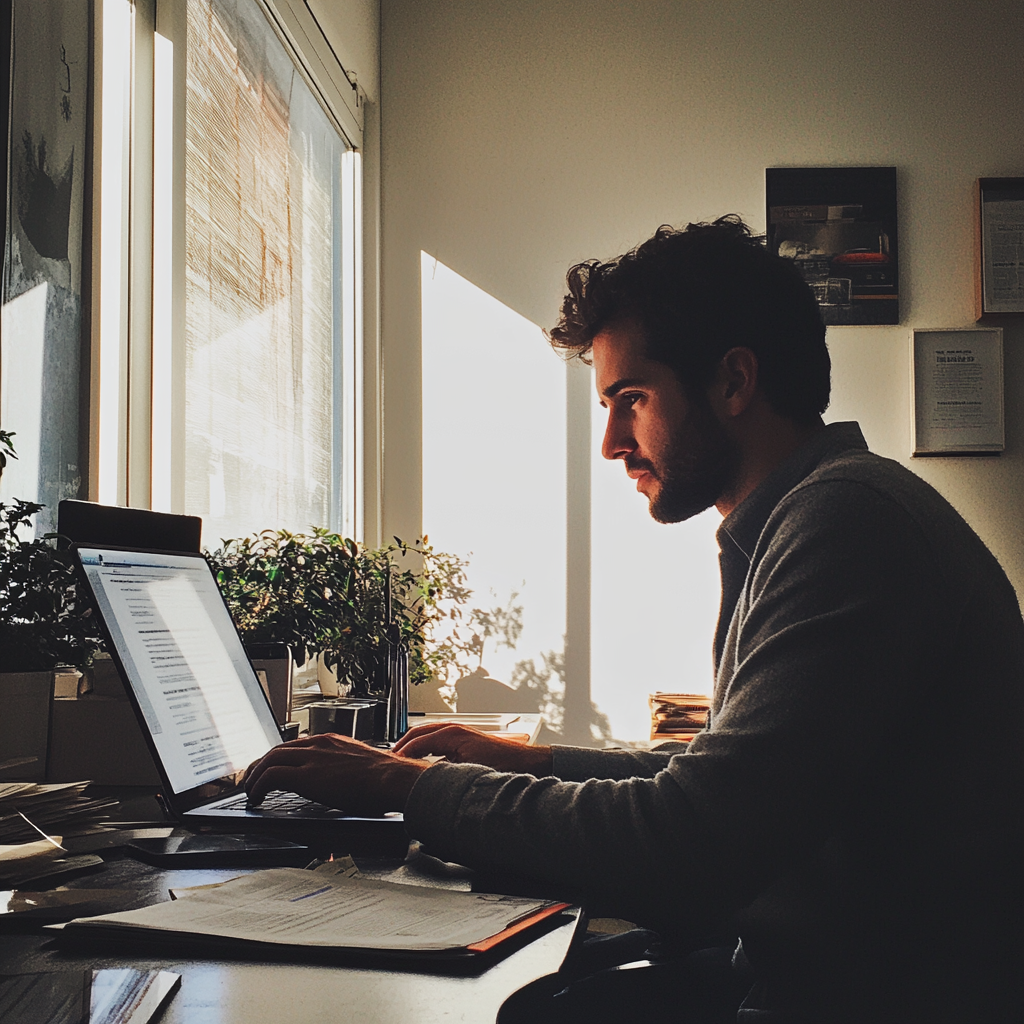 Un hombre trabajando en su oficina | Fuente: Midjourney