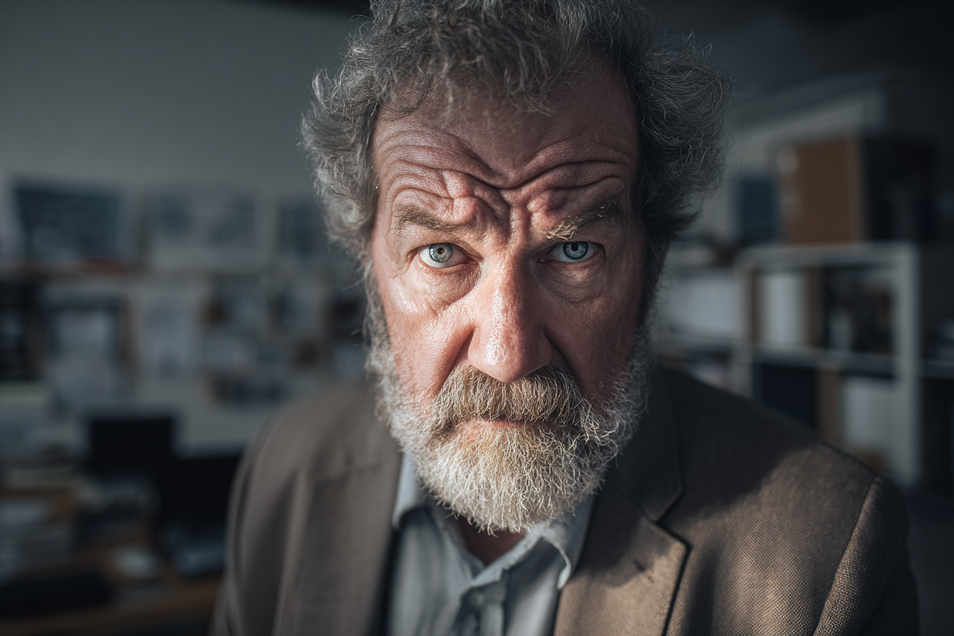Un hombre mayor mirando al frente | Fuente: Midjourney