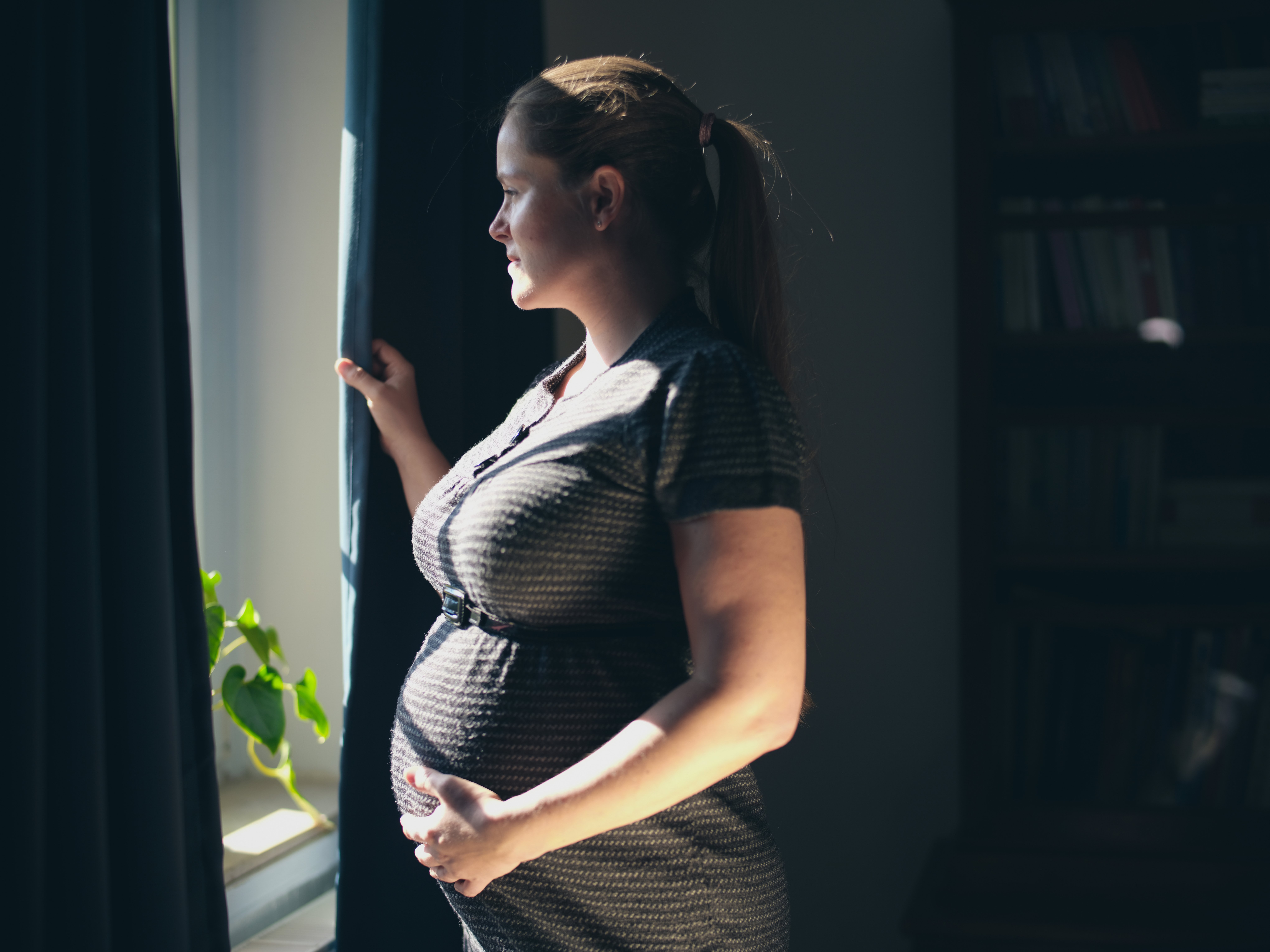 Una mujer embarazada mirando por la ventana | Foto: Shutterstock