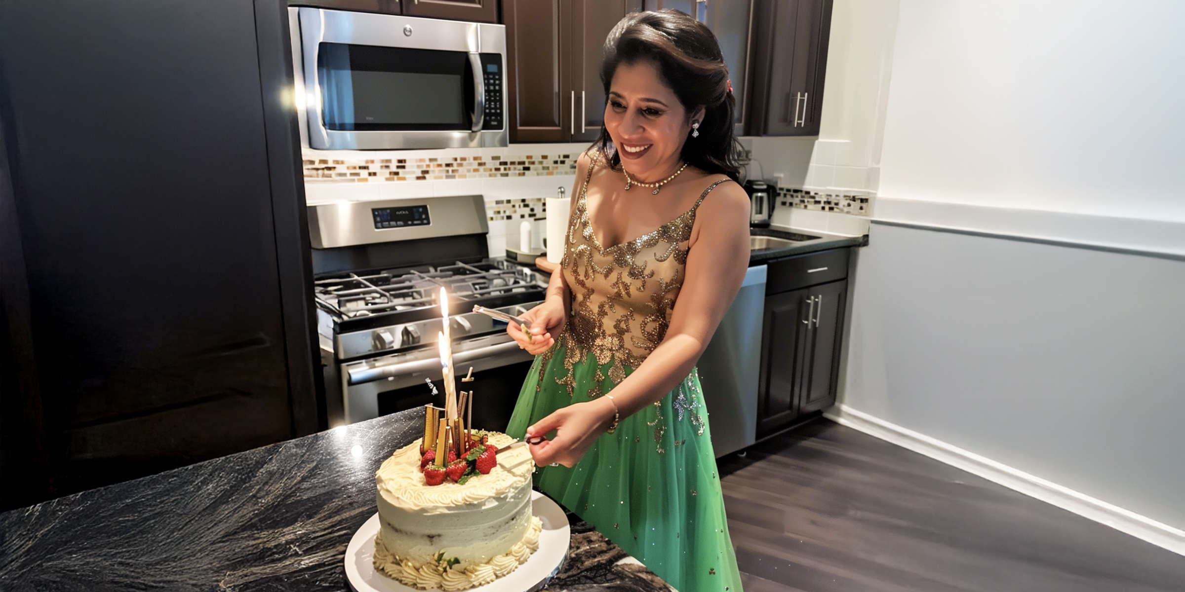 Una mujer cortando un pastel | Fuente: The Celebritist