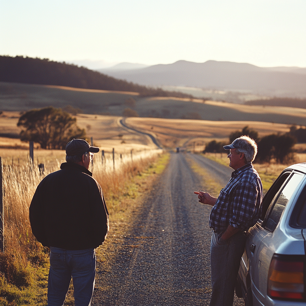 Un agricultor hablando con un conductor | Fuente: Midjourney