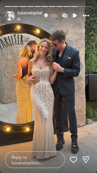 Luisana Lopilato junto a su esposo Michael Bublé durante la gala de la Fundación Starlite en Marbella | Fuente: Instagram Stories/luisanalopilato