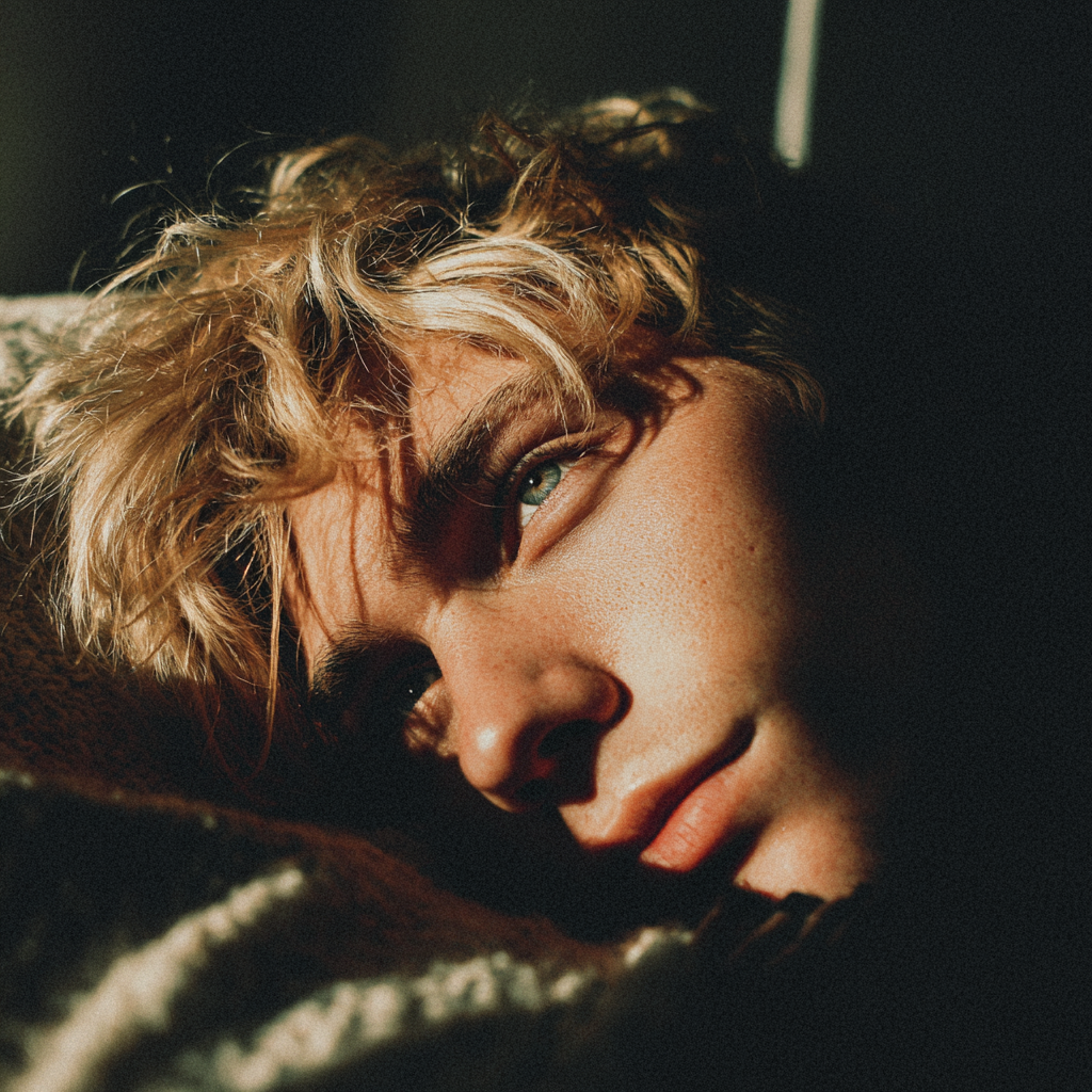 Un giovane uomo sdraiato nel suo letto | Fonte: Midjourney