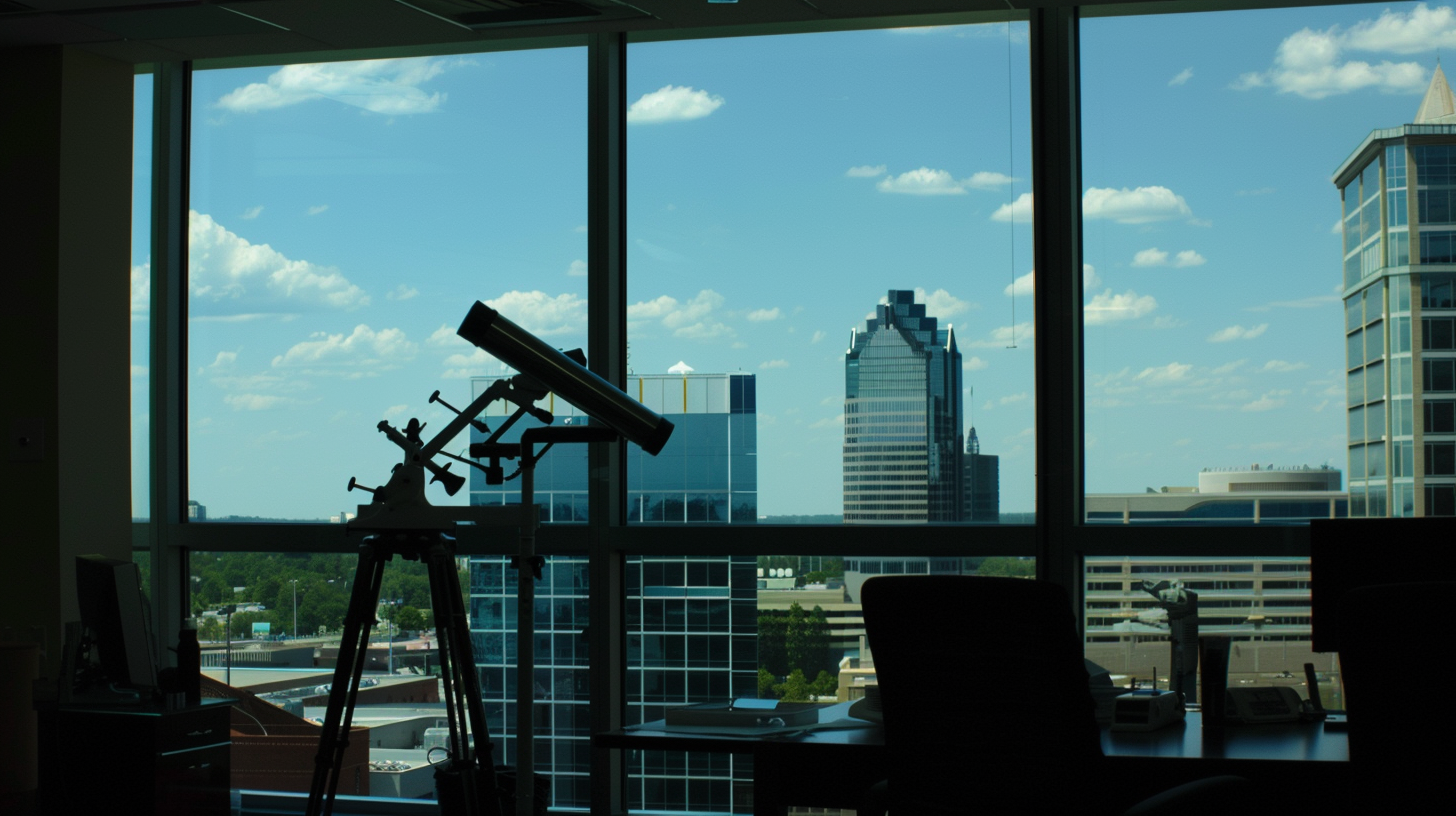 Un telescopio cerca de la ventana | Fuente: Midjourney