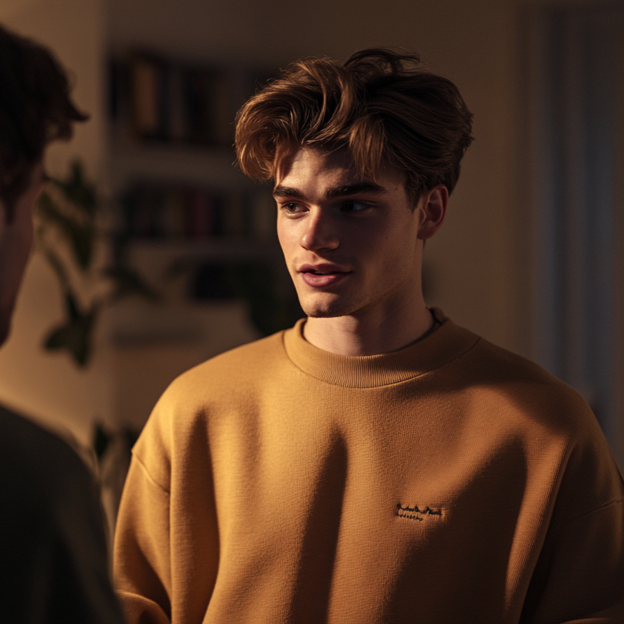 Un joven hablando con otro hombre | Fuente: Midjourney
