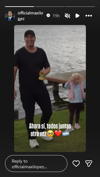 Maxi López compartió un video de su reencuentro familiar tras la llegada de Daniela Christiansson a Argentina | Fuente: Instagram Stories/officialmaxilopez
