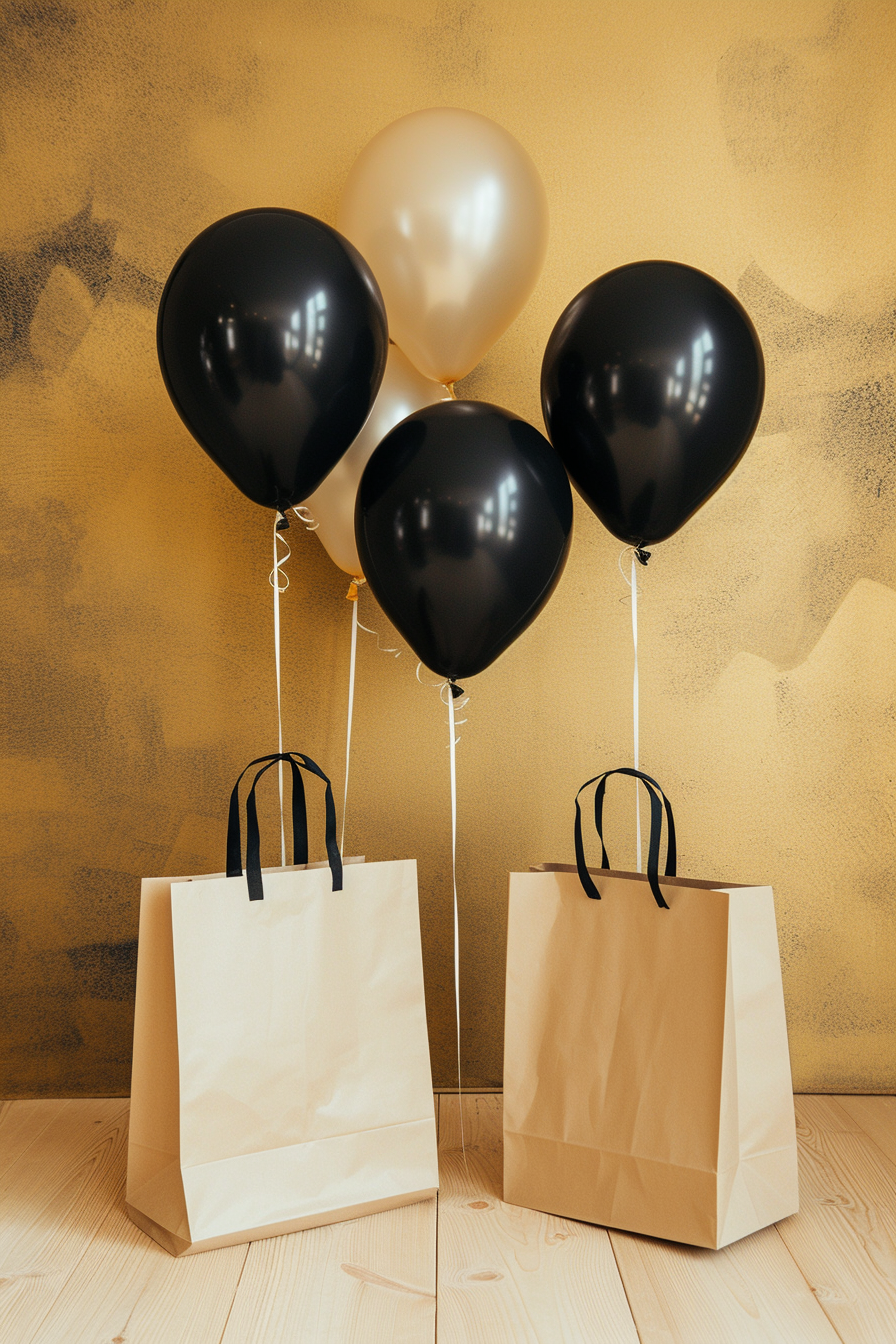 Bolsas de regalo con globos | Fuente: Midjourney