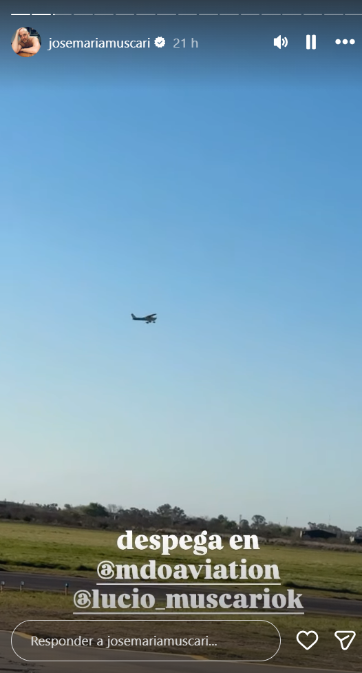 Lucio durante su examen práctico de aviación | Fuente: Instagram/josemariamuscari
