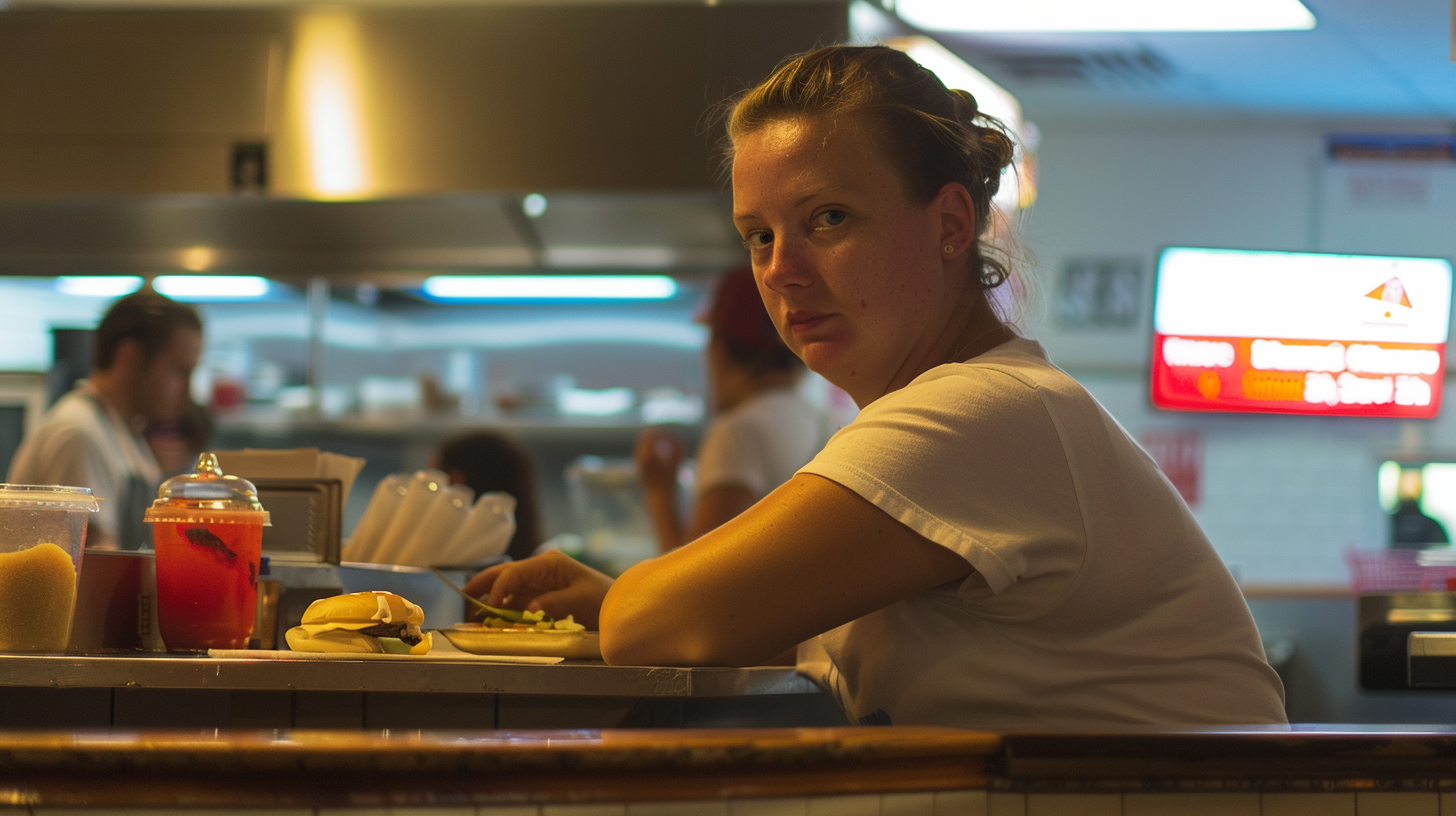 Mujer en un restaurante | Fuente: Midjourney