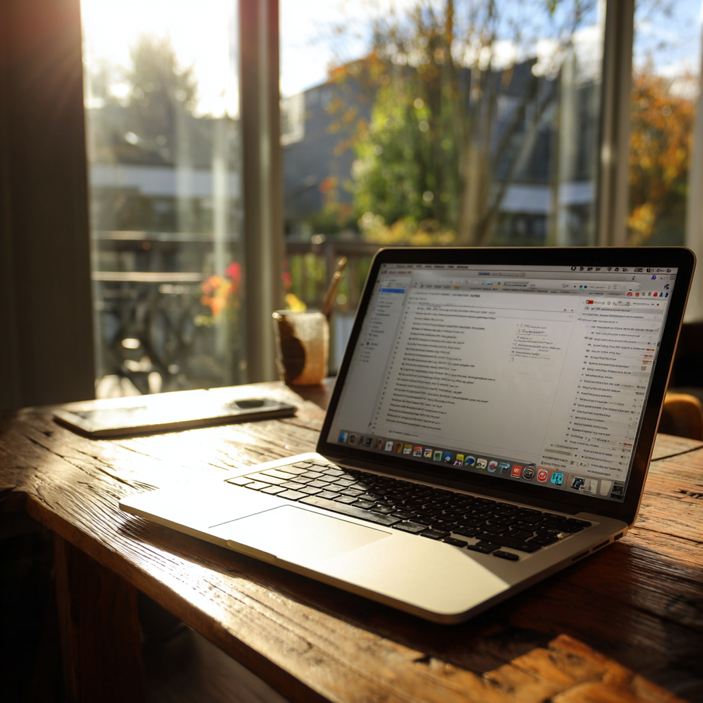 Un computer portatile aperto su un tavolo | Fonte: Midjourney