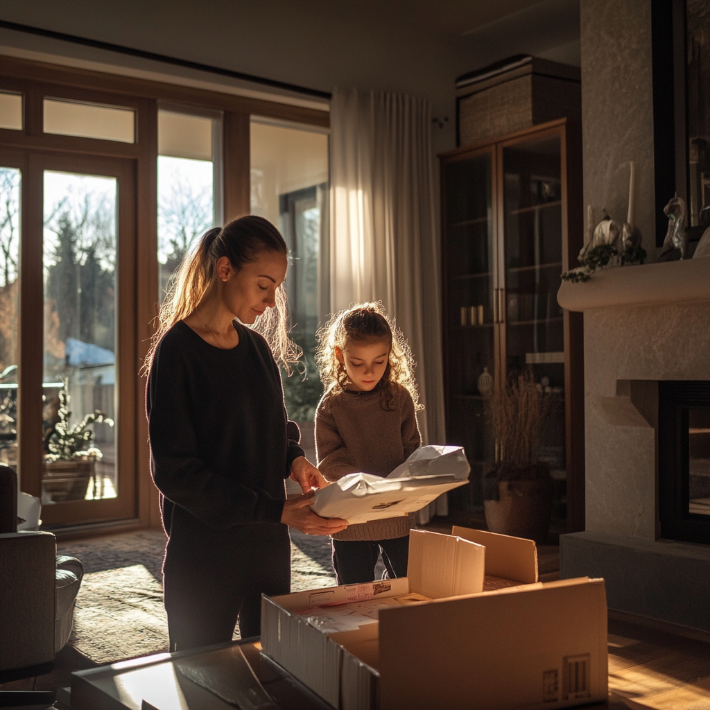 Mujer y su hija en un nuevo hogar | Fuente: Midjourney