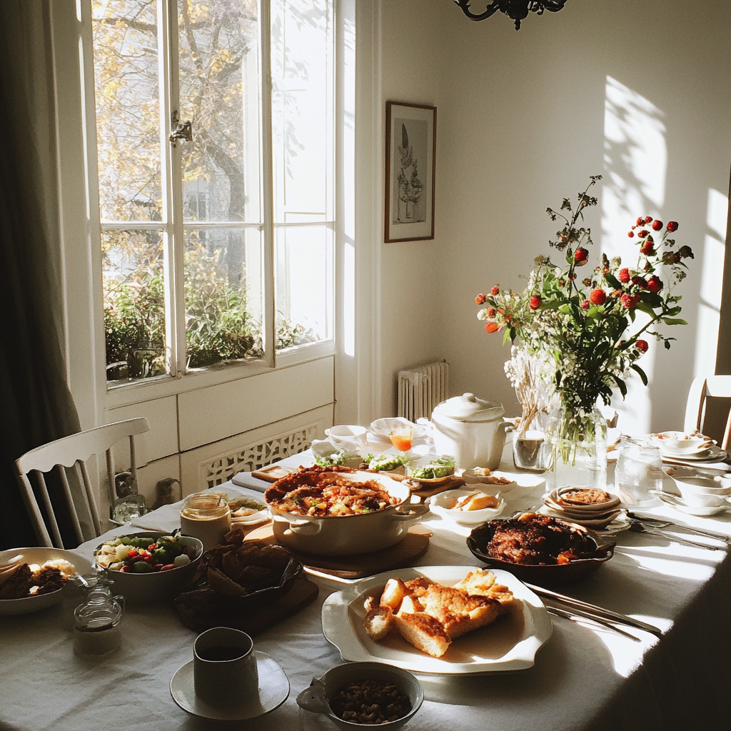 Comida en una mesa | Fuente: Midjourney