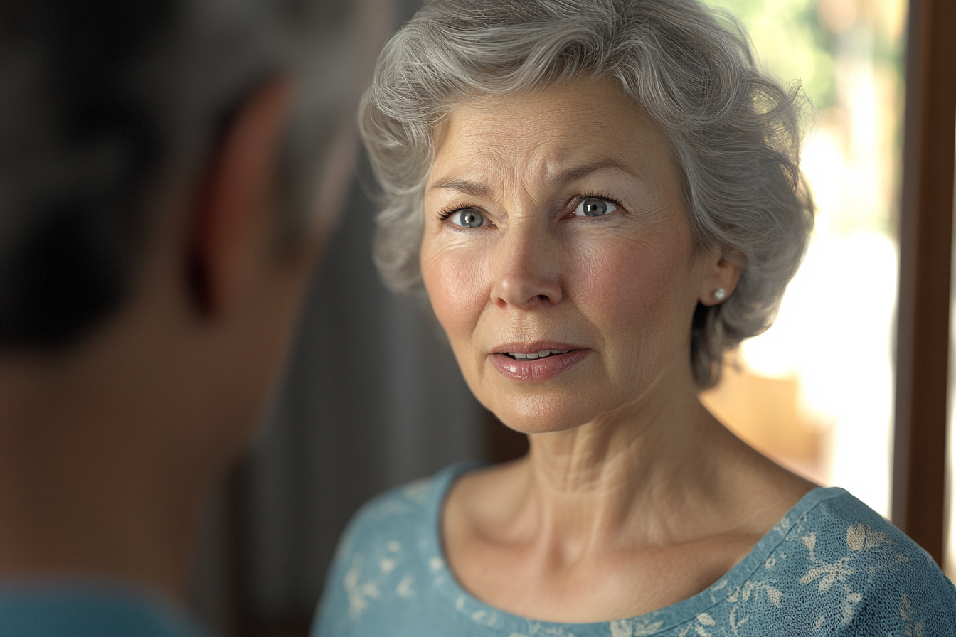 Una mujer hablando con un hombre | Fuente: Midjourney