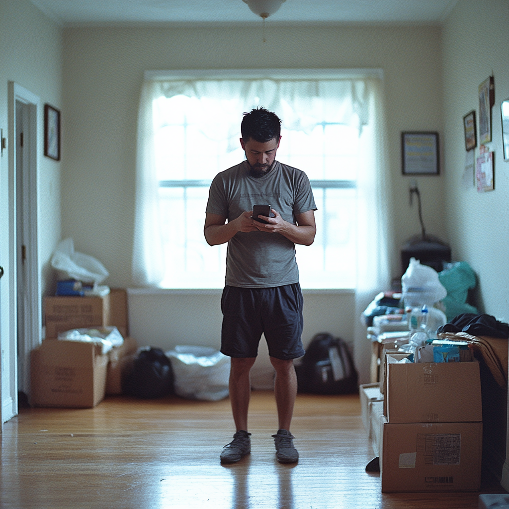 Un hombre mirando su teléfono | Fuente: Midjourney