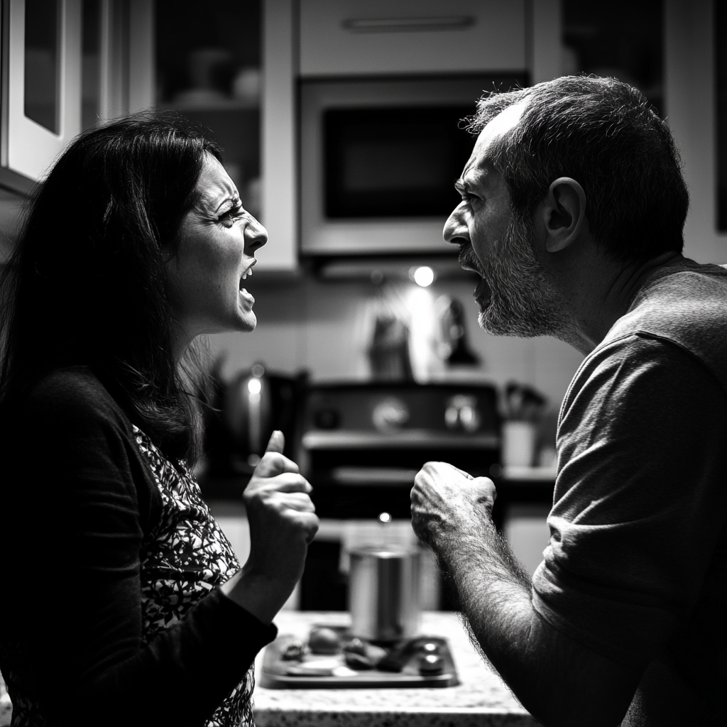 Una donna che affronta suo marito | Fonte: Midjourney