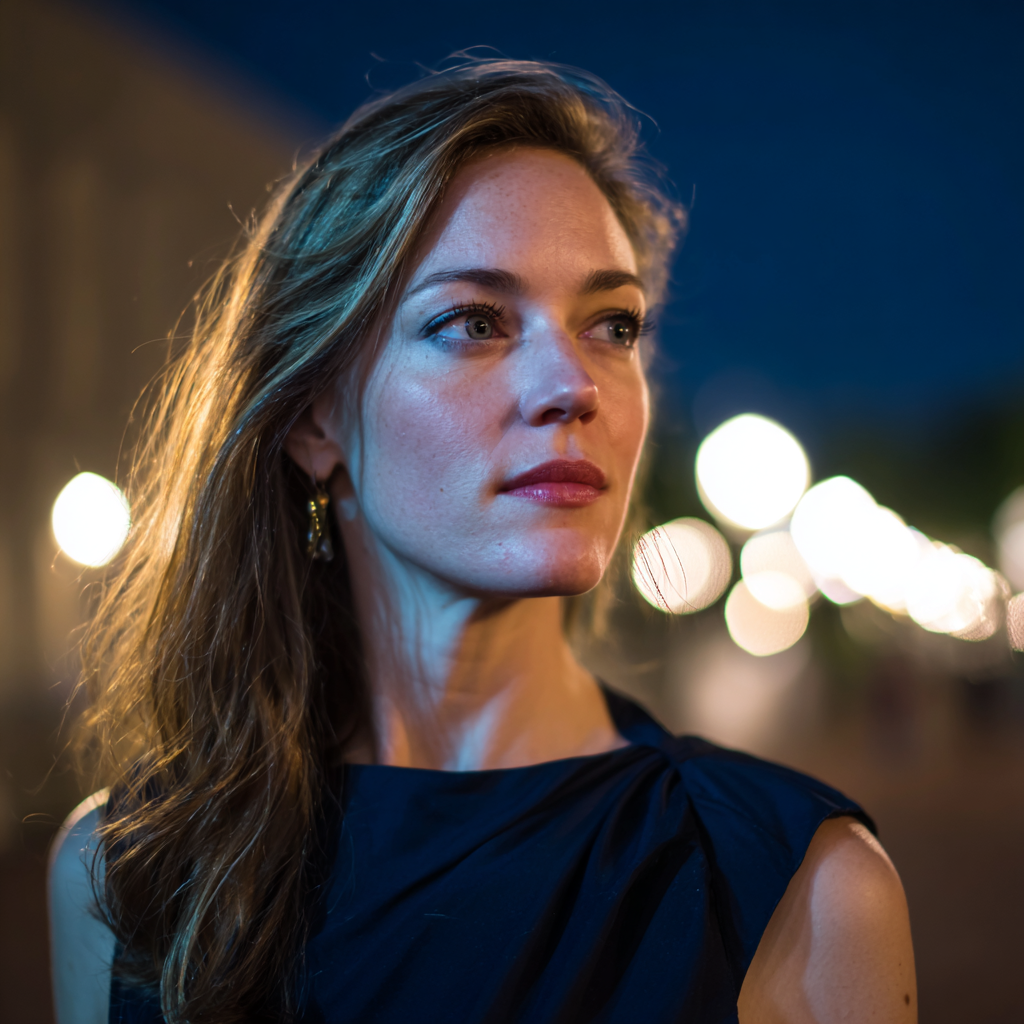 Una donna che indossa un abito blu scuro | Fonte: Midjourney