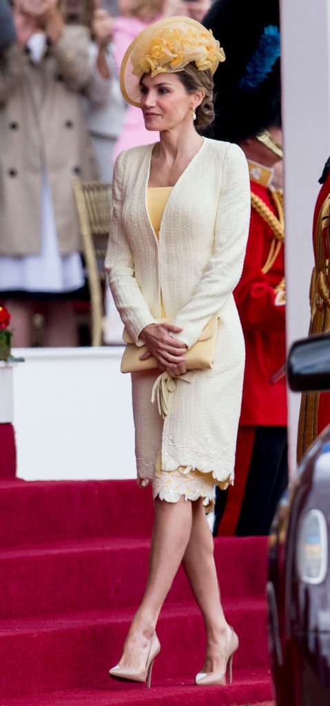 La Reina Letizia de España en la ceremonia oficial de bienvenida en Horseguards Parade durante una visita de Estado del Rey y la Reina de España el 12 de julio de 2017 en Londres, Inglaterra. I Foto: Getty Images