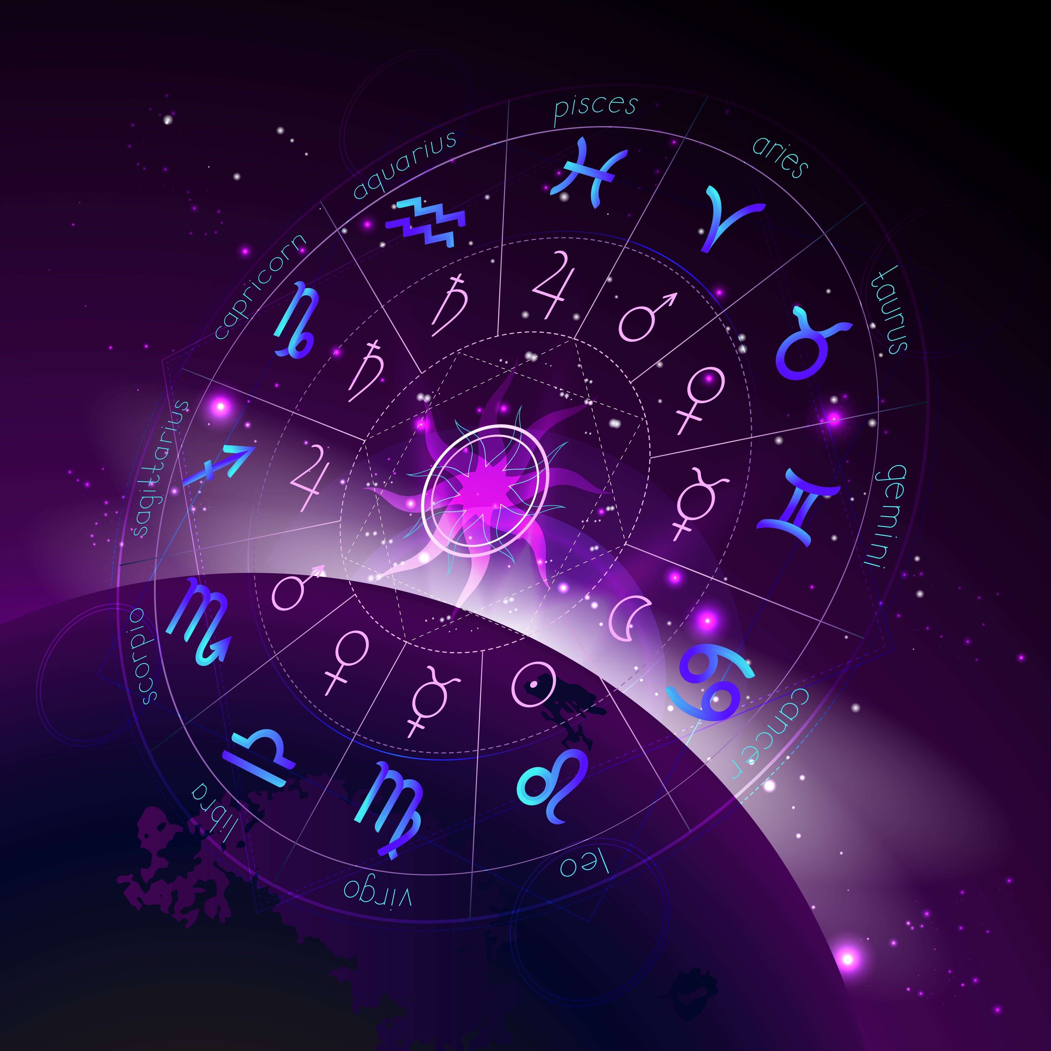 Los 12 signos del zodíaco en una rueda. | Foto: Shutterstock