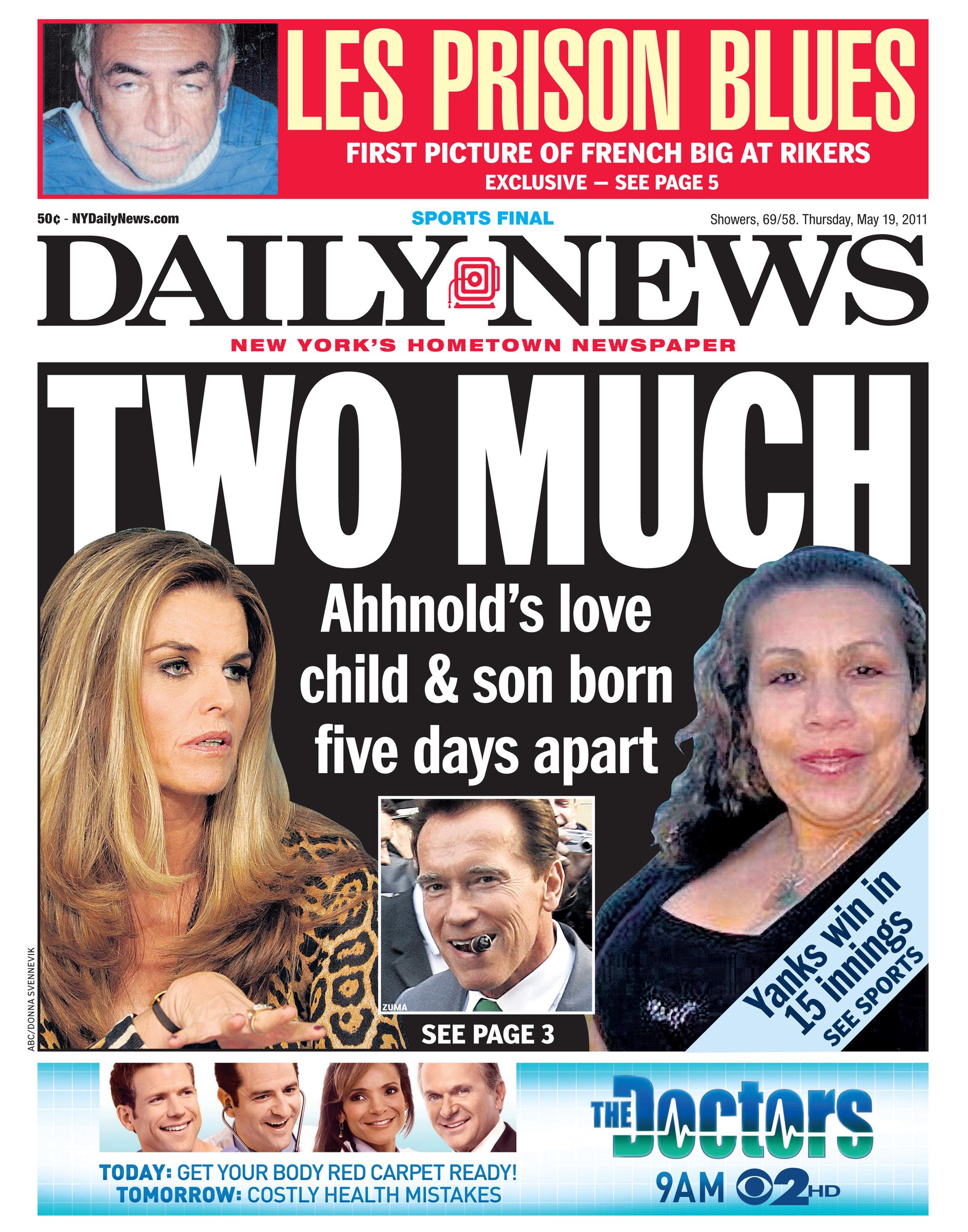 Portada del Daily News fotografiada el 19 de mayo de 2011 | Fuente: Getty Images