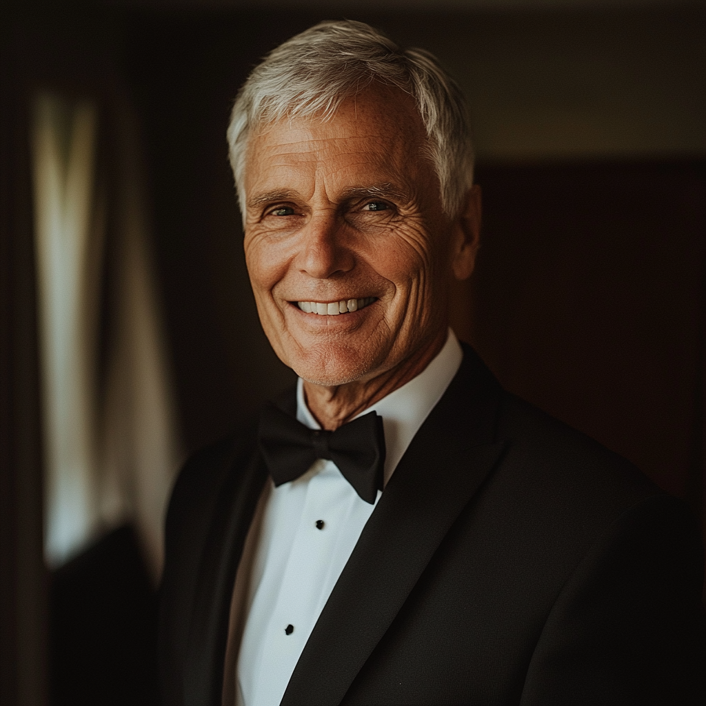 Un hombre sonriente vestido de traje | Fuente: Midjourney