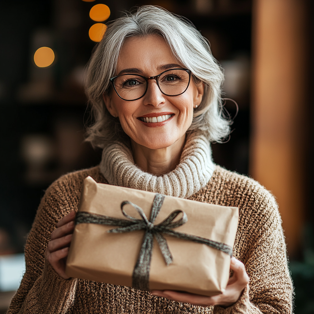 Suegra ofreciendo un regalo | Fuente: Midjourney