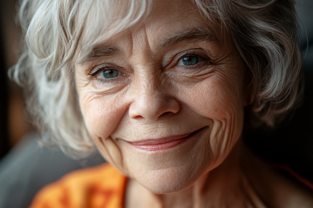 Una mujer madura sonriendo con simpatía | Fuente: Midjourney