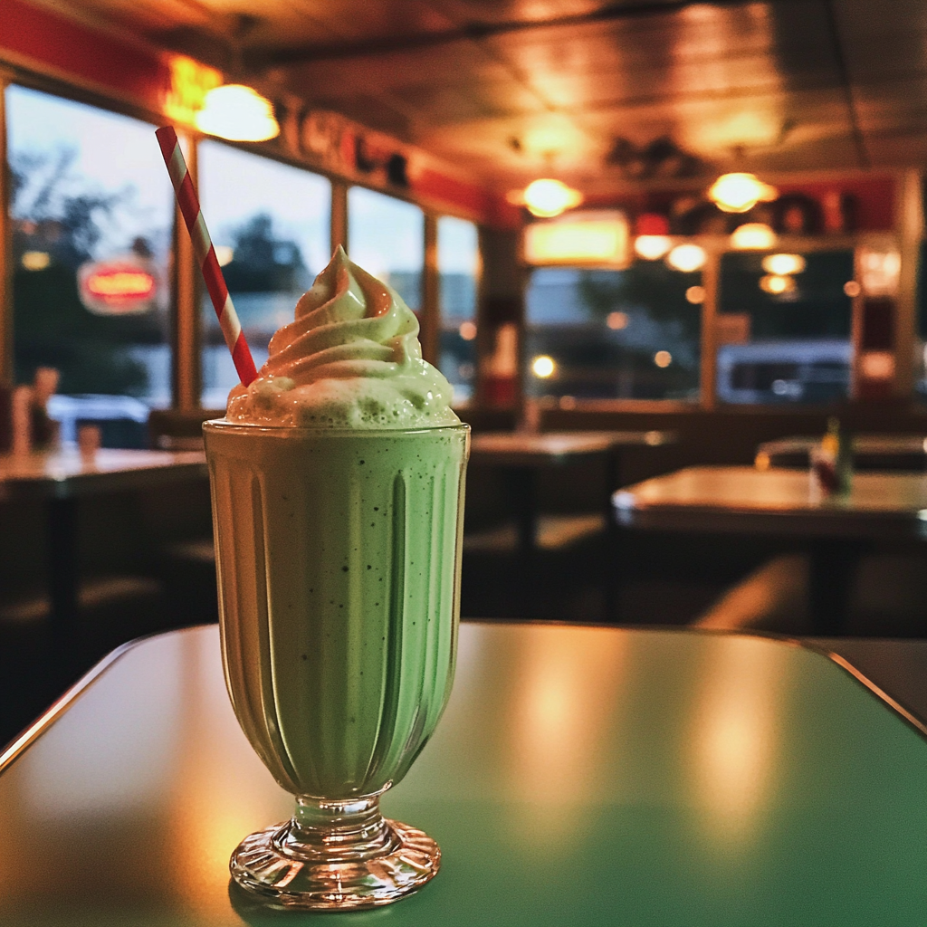 Un batido de lima en la mesa de una cafetería | Fuente: Midjourney