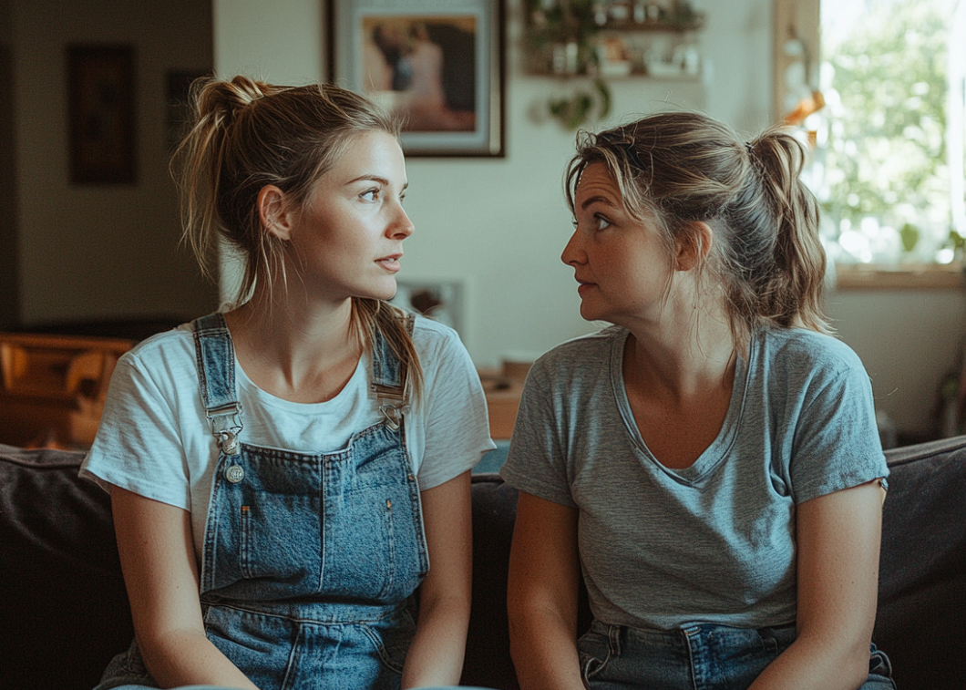 Dos mujeres manteniendo una conversación | Fuente: Midjourney