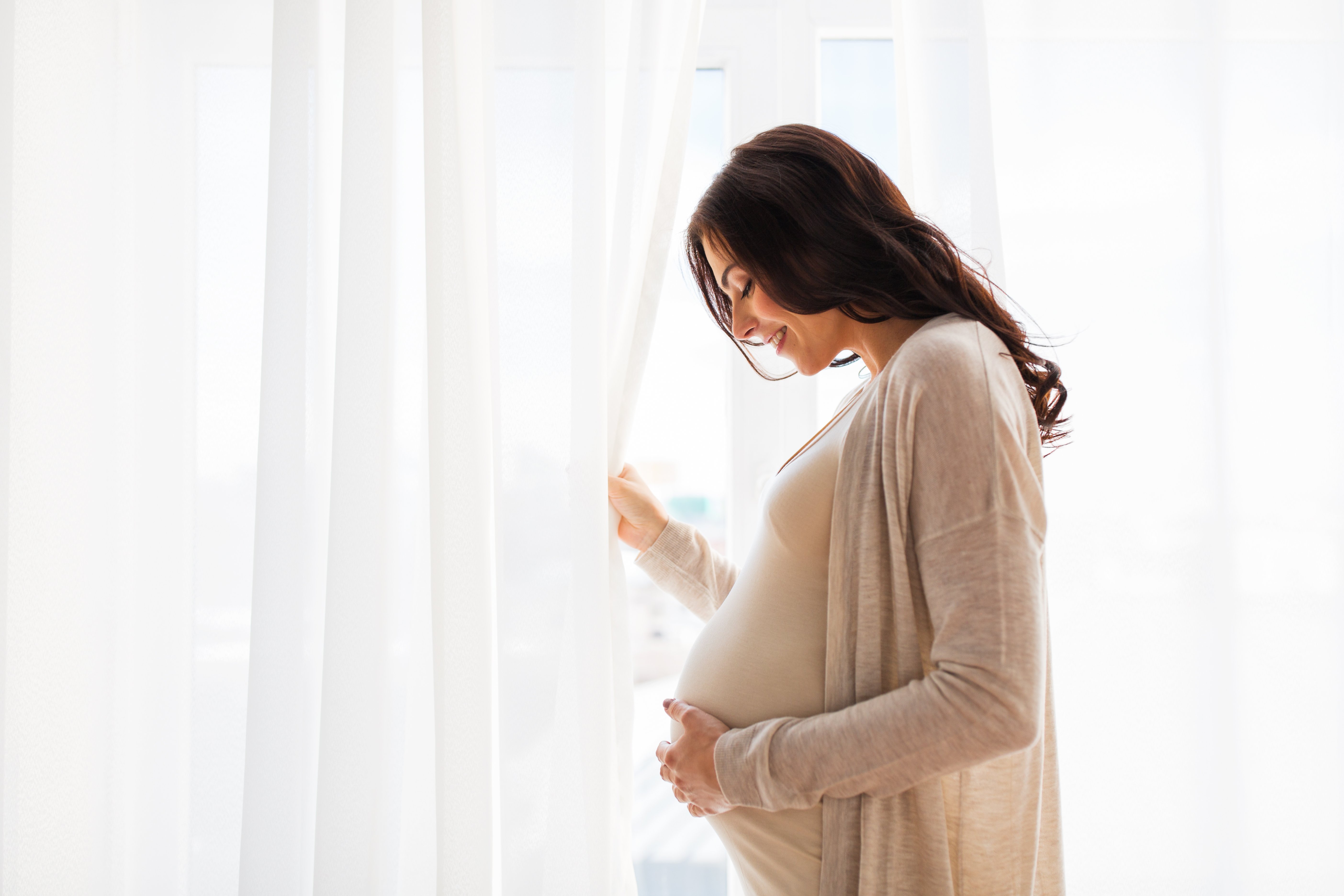 Mujer embarazada cerca de ventana | Fuente: Shutterstock