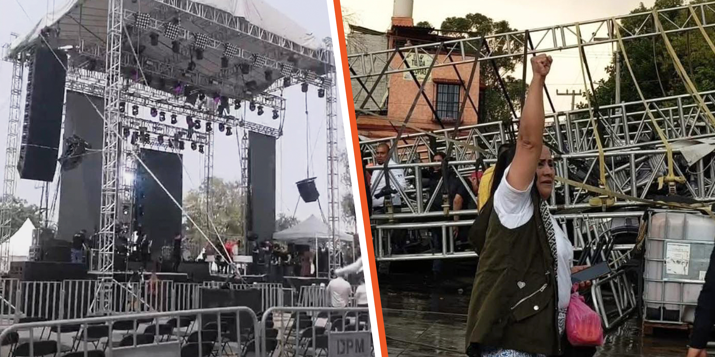 El escenario antes y después de la tragedia. | Fuente: Facebook/sonidofamoso